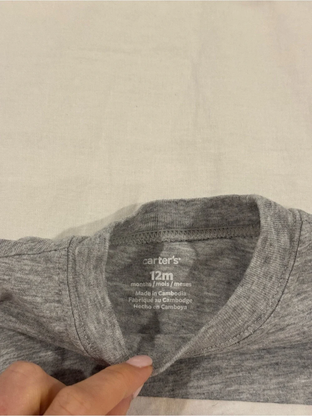 Carter's Gray White Red Colorblock Short Sleeve Tee